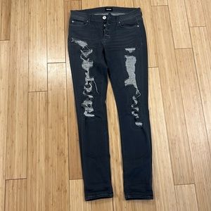 Hudson button fly distressed skinny jeans | size:28